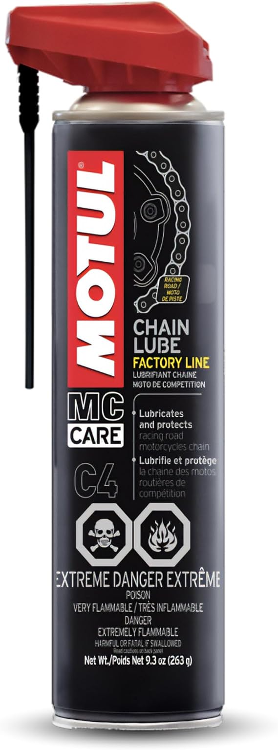 Motul MC Care C4 Chain Lube Factory Line Racing Motorcycle Chain Lubricant Spray, High Adhesion, O-Ring Safe, Anti-Wear & Corrosion Protection, 9.3 oz