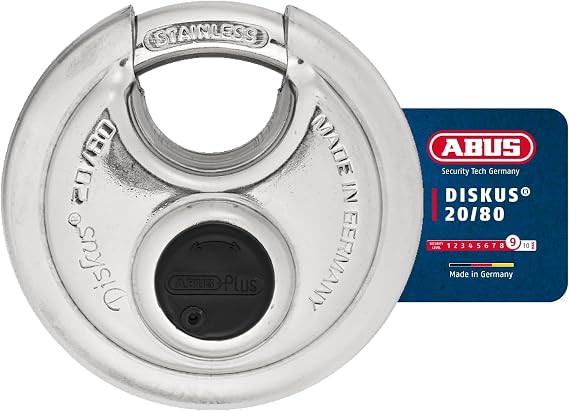 ABUS Discus Padlock 20/80 - Stainless Steel, Security Level 9, Weatherproof