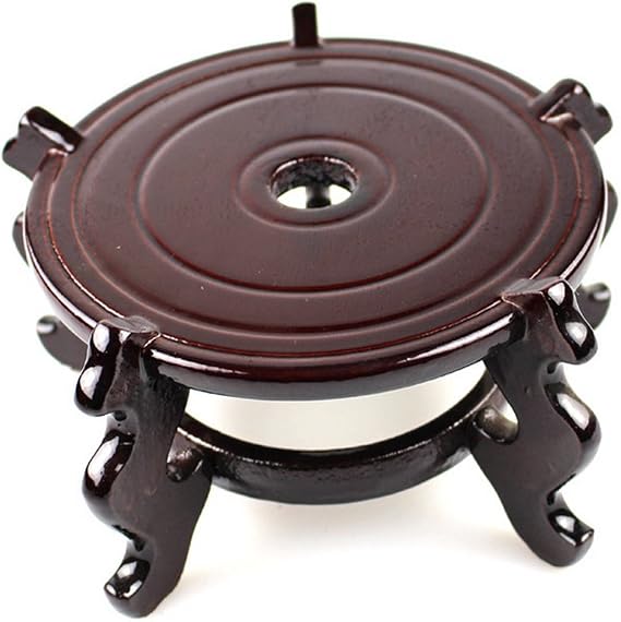 Feng Shui Chinese Wooden Fishbowl Planter Display Stand (4 Inch)