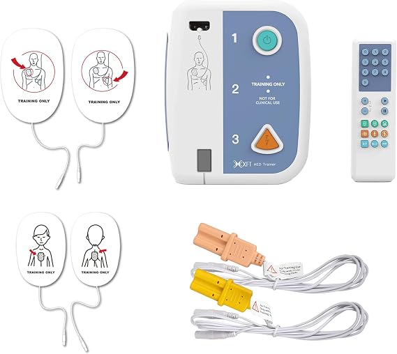AED Trainer, XFT Portable AED Training Kit Essentials AED Training Device in English & French for Defibrillator Trainee Beginner (XFT 120C+)
