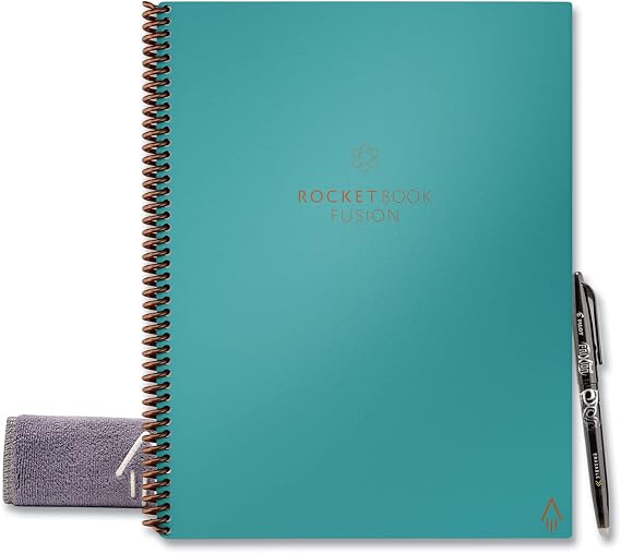 Rocketbook Fusion Smart Reusable Letter Size Notebook, 7-Subject, 8-1/2" x 11", 21 Sheets, Teal