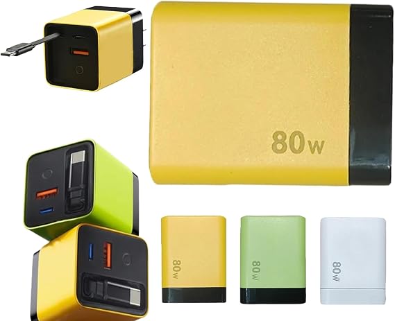 3 in 1 Charger Retractable 80W MAX Fast, 2025 Upgraded 3-in-1 Retractable Charger, Scalable 80w Max Cell Phone Tablet Chargers & Power Adapters