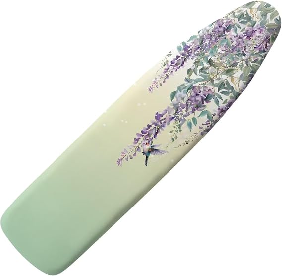 Hummingbird Lavender Ironing Board Cover Heat Reflective Anti-dust, Soft Fabric Cover with Padding Scorch Resistant Home Iron Decorations