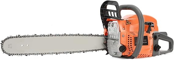 Gas Chainsaw, 58CC Power Chain Saw 20 Inch, Petrol Handheld Cordless Chain Saw Gas Powered for Tree Wood Cutting, Orange
