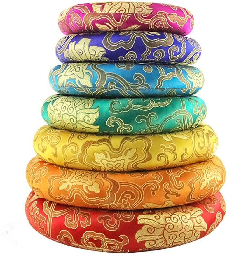 Silk Brocade Cushion Pillow for Singing Bowl, Silk Ring Cushions Perfect Match of Tibetan Singing Bowl, Handmade in Nepal Round Cushion for Sound Bowls Size : 6-12inch