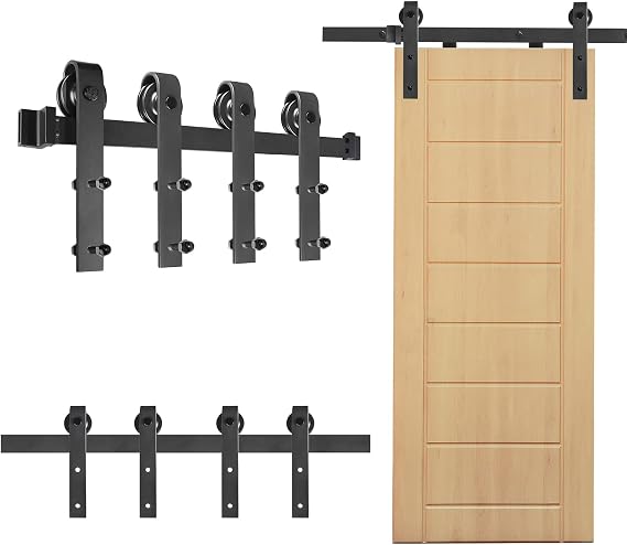 YRHome 366 cm Sliding Door System Sliding Door Fitting Rail Wooden Door Sliding Doors Black Max. Load 130 kg Metal Doors Wooden Door Sliding Door Accessory Sliding Doors Interior Doors for 35 mm - 45 mm Thickness