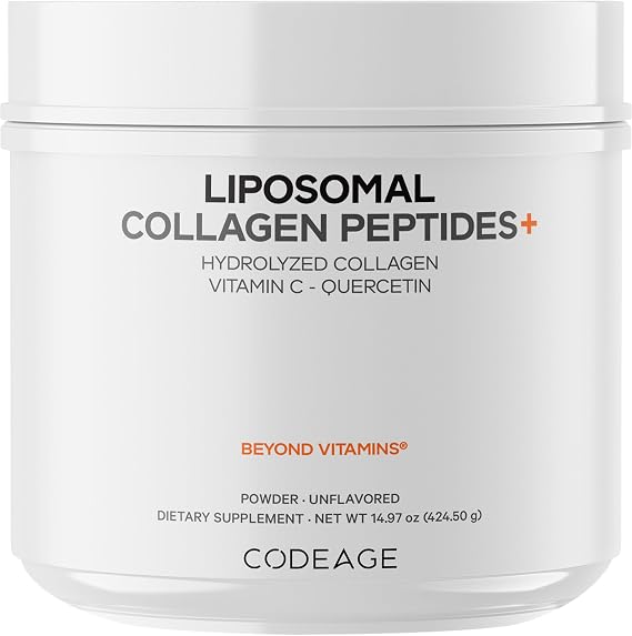 Codeage Liposomal Collagen Peptides Powder, Vitamin C, Quercetin, 15 oz