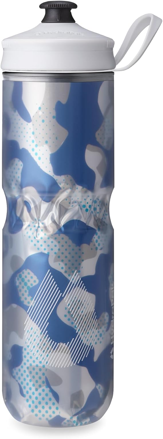 HydraPak Polar Sport Insulated Water Bottle - BPA-Free, Sport & Bike Squeeze Bottle with Handle (Contender Blue, 700ml / 24oz)