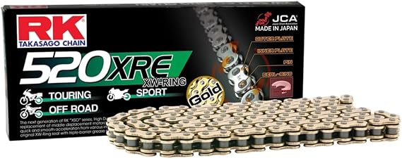 RK Racing Chain GB520XRE-116 Gold 116 Link XW-Ring Chain with Connecting Link