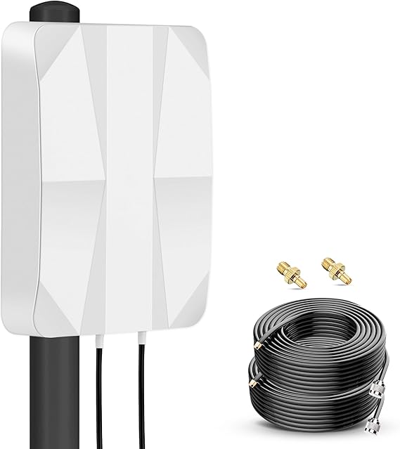 4G LTE 5G Panel Antenna Outdoor Mimo Directional 700-2700 3300-3800 MHz Up to 12dBi Antenna with 10 Metre Cable TS9 SMA Plug Compatible with 5G 3G 4G LTE Router Modem