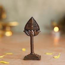 Lord Murugan Vel Idol Antique Brass Finish Sacred Spear Murti on Stand Kartikeya Vel for Puja Mandir, Home & Office Decor Auspicious Gift Item