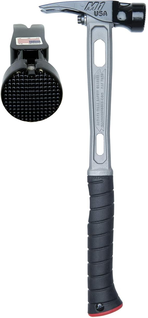 Martinez Tools M1 Titanium Handle 15oz Milled Steel Head Curved Grip Framing Hammer