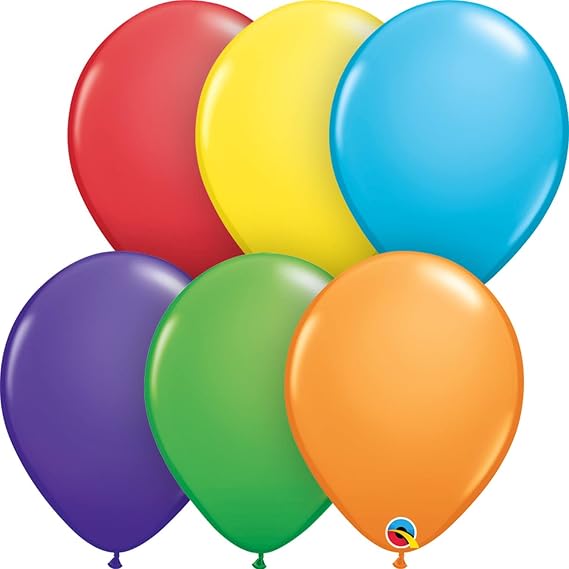 Qualatex Latex Balloons 49490-Q BRIGHT RAINBOW ASSORTMENT, 11", Multicolored
