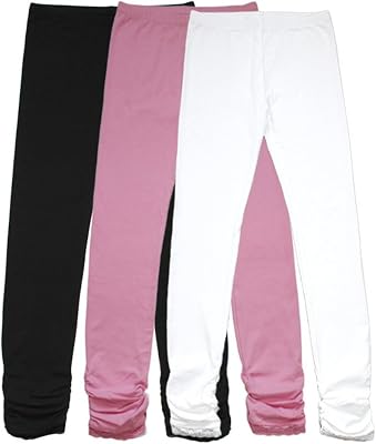 Bienzoe Stretch Girls Legging for School: Kid Toddler Yoga Dance Cotton Tights 3pcs Set