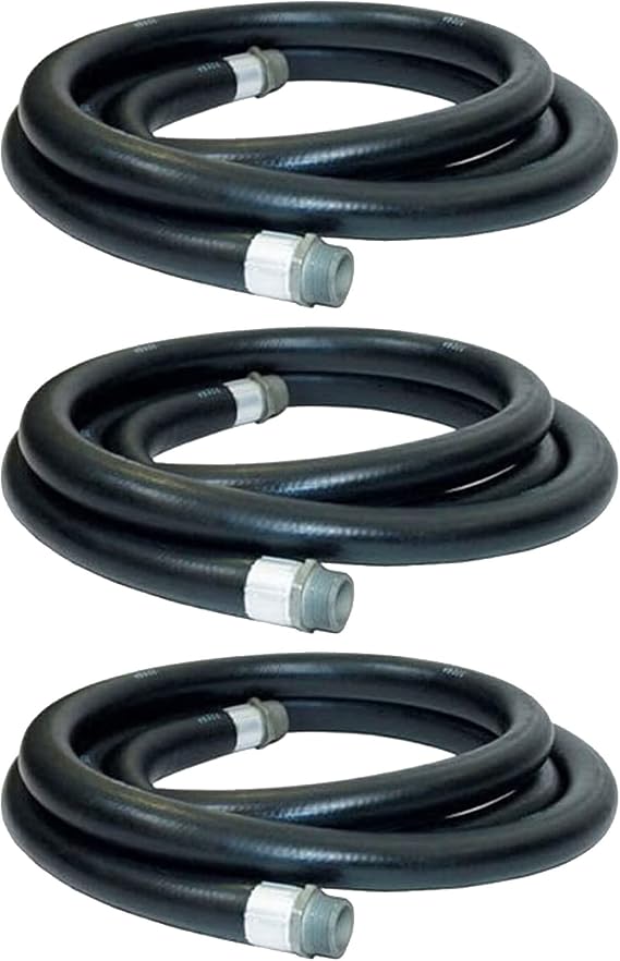 Apache 98108468 3/4 Inch Diameter 20 Foot Length 60 PSI Farm Fuel Gasoline Oil Diesel Tractor Transfer Hose with Male Fitting Ends, Black (3 Pack)