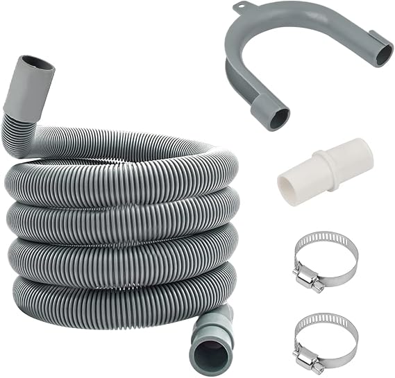 Extendable Drain HoseTMBMLPP Drain Hose Extension PipeDishwasher Hose Extender KitWasher Drain HoseWashing Machine Drain Hose Clipfor Washing Machine Washer Dryer Dishwasher (2.5M25mm) Grey
