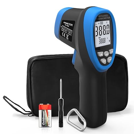 AIOMEST Digital Infrared Thermometer - Non Contact High Temperature Gun AI-1500 Infra Pyrometer Temp Gauge -58~2732F Handheld IR Laser Reader for Cooking Kiln HVAC (NOT for Human Temp)