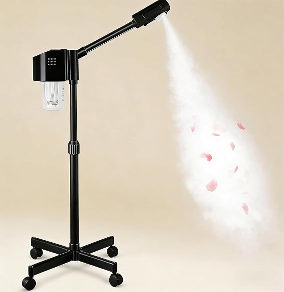 Professional Facial Steamer, Nano Ionic Hot Mist Spray, SPA & Salon (Black)