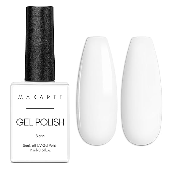 Makartt White Gel Nail Polish 15ml for Salon & Home Use | Soak Off Blanc Gel for UV LED Light, DIY Nail Art, Manicure Designs, Long Lasting and Easy Application
