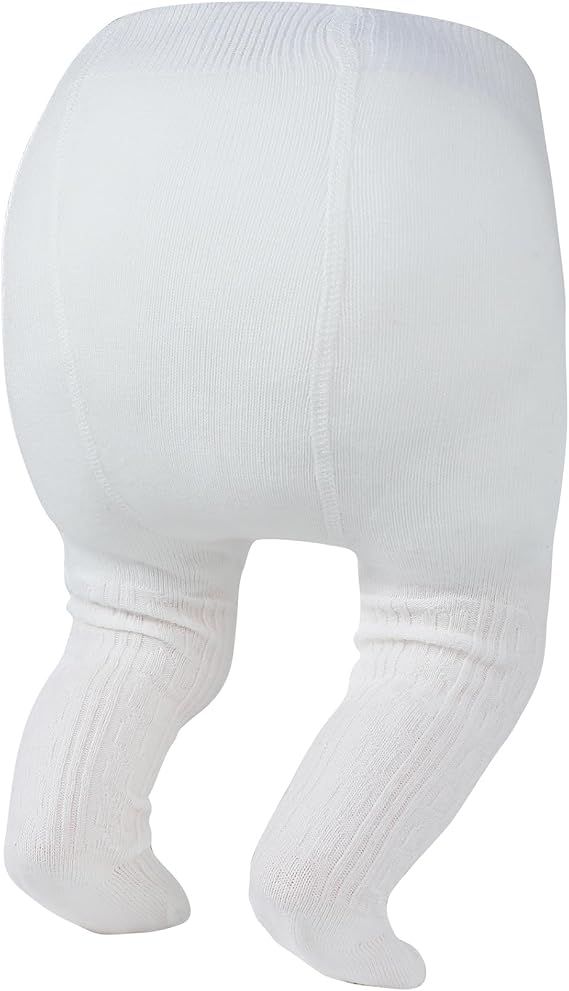Zando Opaque Cotton Tights for Baby Girls, Infants & Toddlers, Cozy Winter Leggings with Cable Knit Design, Size 0-3M to 6-7T