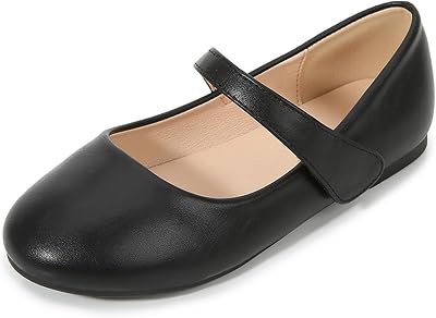 Girls Mary Jane Ballerina Flat Dress Shoes for Toddler Kids Princess Easy Buckle School Uniform Church Formal Shoes