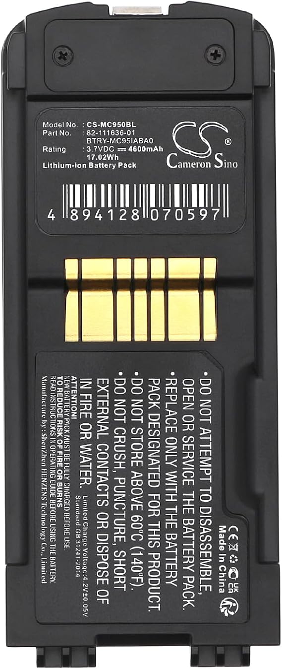 XSP 4600mAh Replacement Battery for Symbol MC9500 MC9590 MC9596 Part NO 82-111636-01 BTRY-MC95IABA0 Parts Battery Batteries