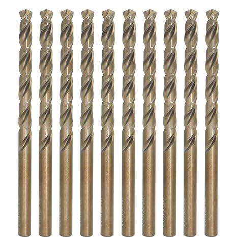 Metric Cobalt Drill Bits 5.5mm 10PCS, M35 high Speed Steel, high Hardness Straight Shank Drill, Mechanical or Hand Drill for Drilling, Suitable for Stainless Steel, Iron, Copper and Aluminum.