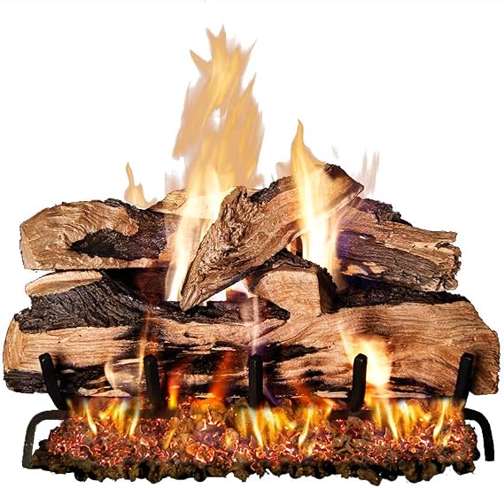 Peterson Real Fyre 24-inch Split Oak Designer Plus Log Set with Vented G45 Dual- Flame Burner w/Auto Safety Pilot Control Valve (Propane Gas)