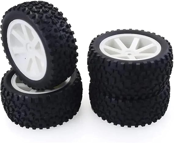 RC Modifications Models For Redcat For HSP For HPI For Hobbyking For Losi VRX LRP For ZD For Racing For Buggy 1/10 Rubber Tyres Plastic Wheels RC Car(WHITE)