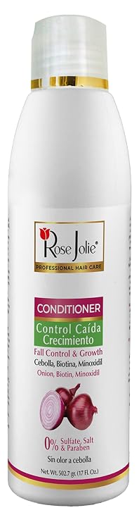 Rose Jolie Onion Conditioner | With Onion Extract and Biotin for Hair Fall Control & Growth Support| Moisturizes and Nourishes | Nourishing Daily Formula | Sulfate Free, No Onion Smell | 17 fl oz 