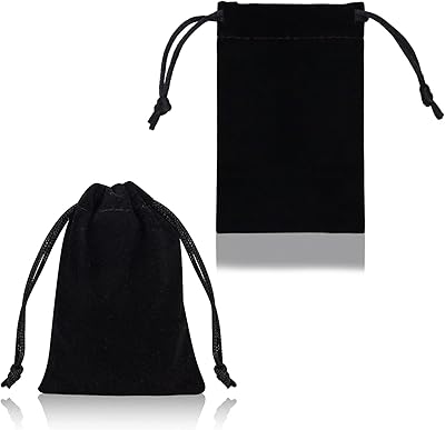 DTOL Velvet Cloth Jewelry Bags, Small Gift Pouches Drawstring Bags for Party, Travel Portable, Christmas, Festival, Makeup Favor Organizer Storage Holder Bags, 3x4 Inch 50 Pieces Black