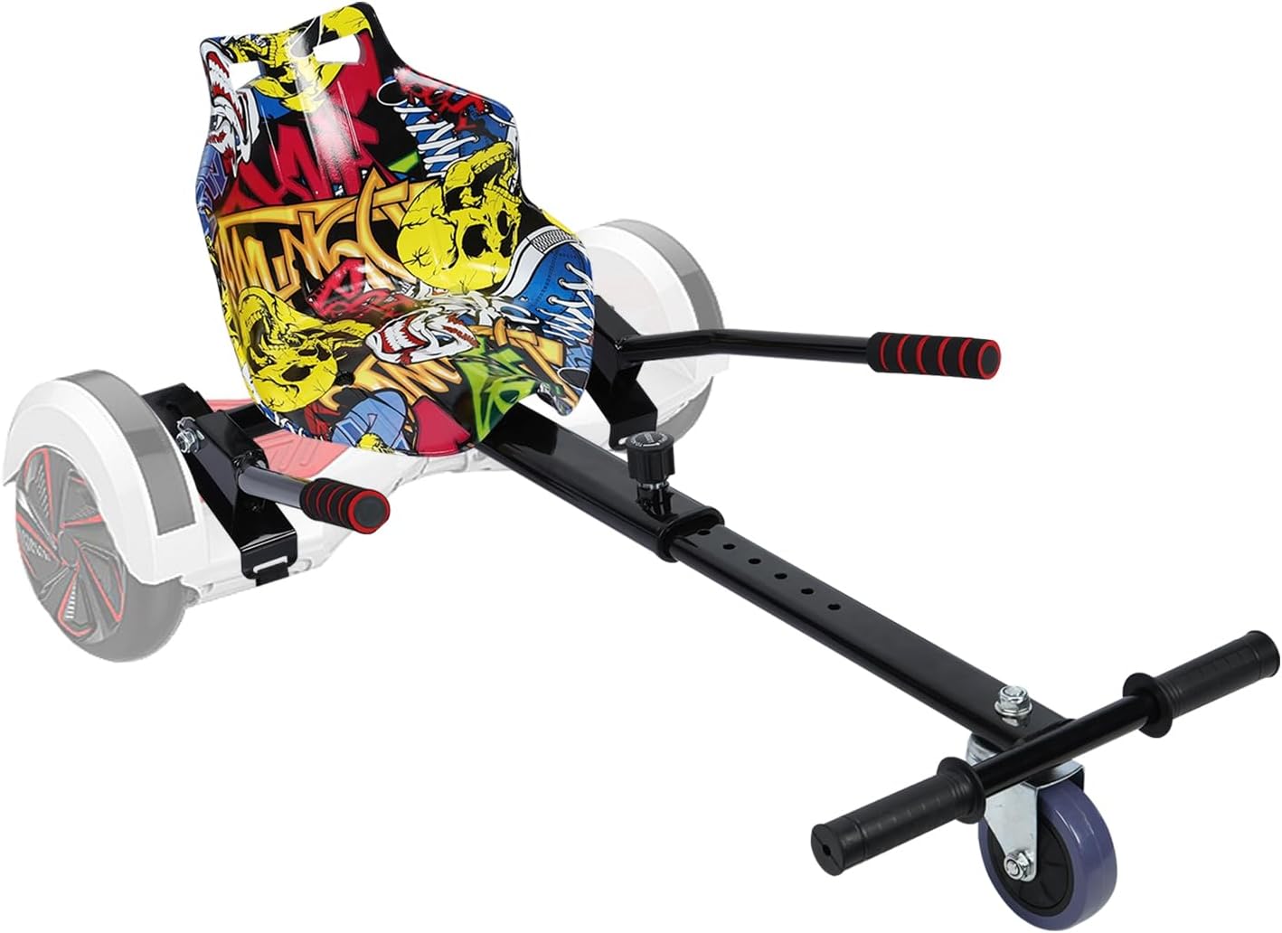 Buggy Hoverboard Attachment Compatible with Most 6.5 & 10 Electric Hoverboards, Hand-Operated Rear Wheel Control, Adjustable Frame Length, Easy Assembly & Install Hoverboard Go Kart, Off-Road Wheel