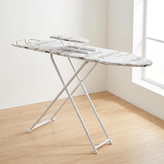 Foldable Ironing Board 43" x 13", Height Adjustable Iron Board with Heat Resistant Cover & Iron Rest, 43" Long Ironing Board with Sleeve Board, for Laundry Room