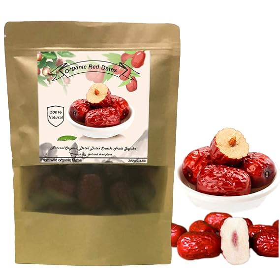 Dried Red Jujube Dates, Red Date,Organic Crisp Dates Chinese Hong Zao Jujube Chinese Superfoods Dried Dates (200g/0.45 lb)