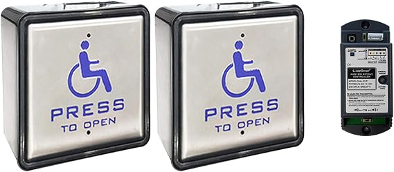 Olideauto Wireless Wired Handicapped Push Button 2PCS,Work with Door Opener Automatic 4.5'' Square Stainless Steel Push Panel Olide-510,WIFI Function,Workable with Alexa,Google Assistant and Phone APP