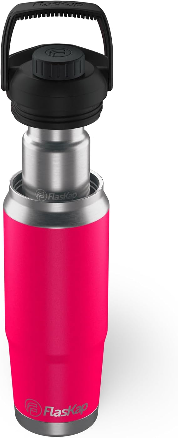 Flaskap FreePour Signature System: 6oz Liquor Dispenser Kap and 26oz Cup Holder Bottle, Mixed Drink Tumbler, Leak Proof Lid