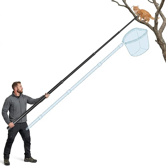 Dayimdo 13ft Telescopic Cat Rescue Pole - Professional Humane Animal Retrieval Tool for Trees, Ledges & Pipes - Heavy Duty Stainless Steel Loop - 4m