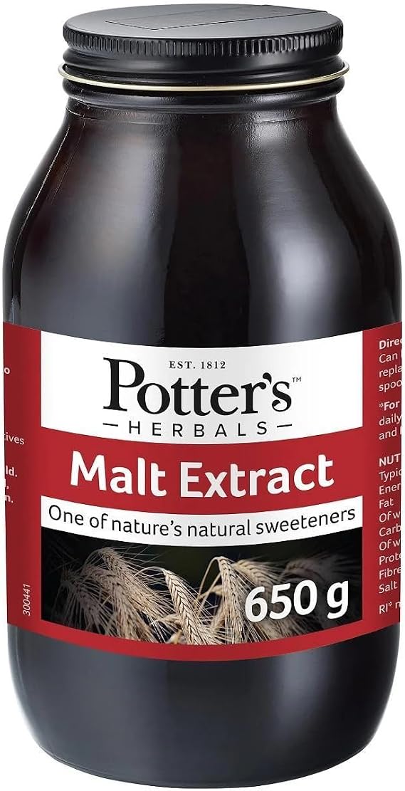 Potter's Malt Extract | 650 g Bottle | with pure Barley extract | Sweetener in the form of maltose | Can be consumed as part of a healthy balanced diet | Can replace refined sugars and in most recipes