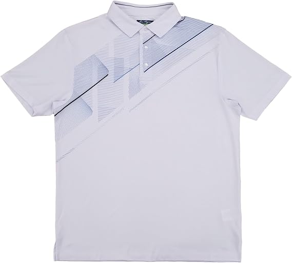 Ben Hogan Mens Bright White Blue Matrix Short Sleeve Performance Polo Shirt