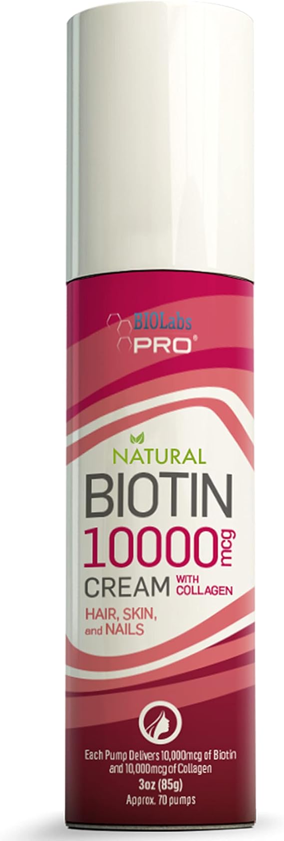 Biotin + Collagen for Hair Growth, Biotin 10000mcg Cream with Collagen | Maximum Hair Skin and Nails Formula Boosts Hair Growth and Helps Stop Hair Loss Fast, Two Month Supply - 3oz