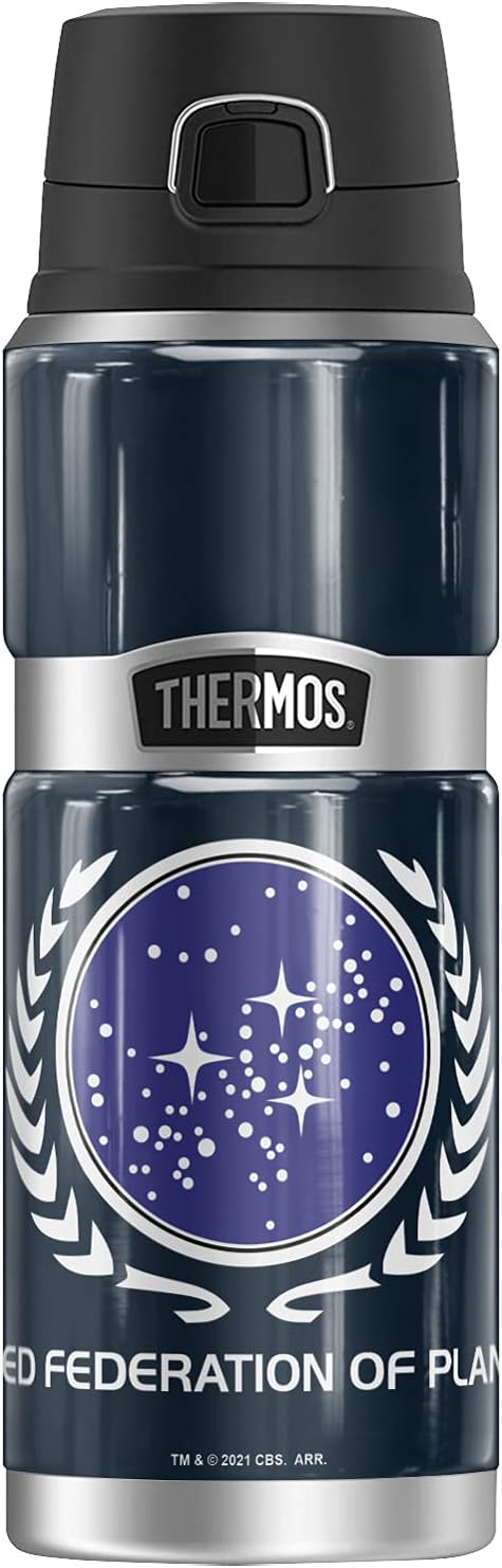 Star Trek United Federation of Planets THERMOS STAINLESS KING Stainless Steel Drink Bottle, Vacuum insulated & Double Wall, 24oz
