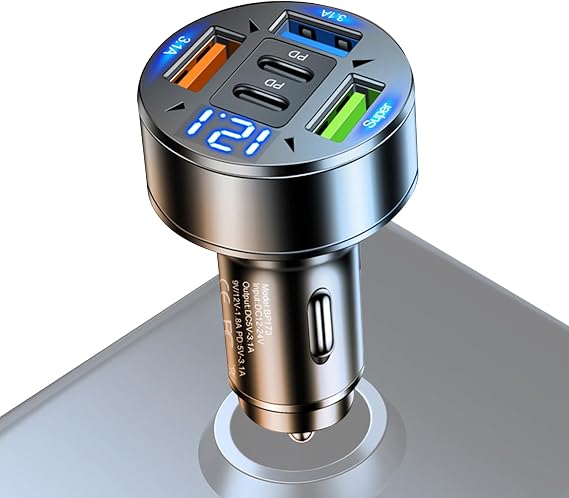 Usbカーチャージャー - マルチポート3usb+2pdカーチャージャー - 100w 5ポート超高速充電 複数のデバイス用