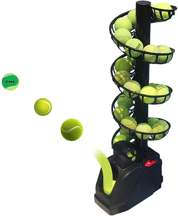 Tennis Ball Machine Tennis Ball Tosser Adjustable&Portable w/Oscillation Ball Launcher Tennis Serving Machine Accurate&Efficient Feed Machine Plug in/Batteries 30 Balls for Adults Children