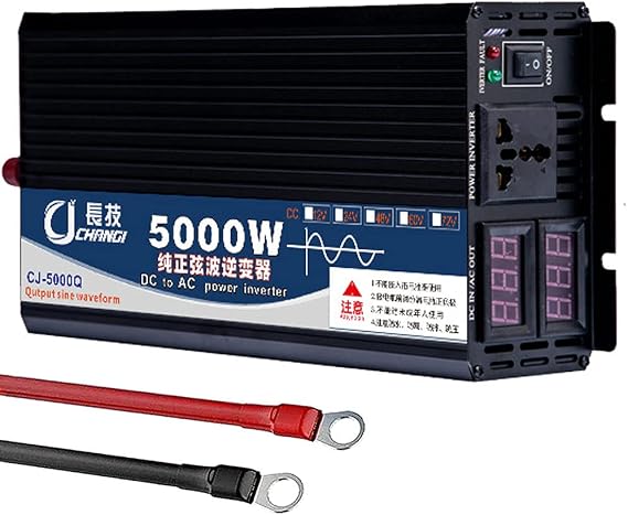 Power Inverters,Pure Sine Wave Inverter 3000W 4000W 5000W,Power Inverter for Car Dc 12V/24V/48V/60V to 110V220V Ac Car Converter with,for Travel/Camping,24Vto220v-5000W