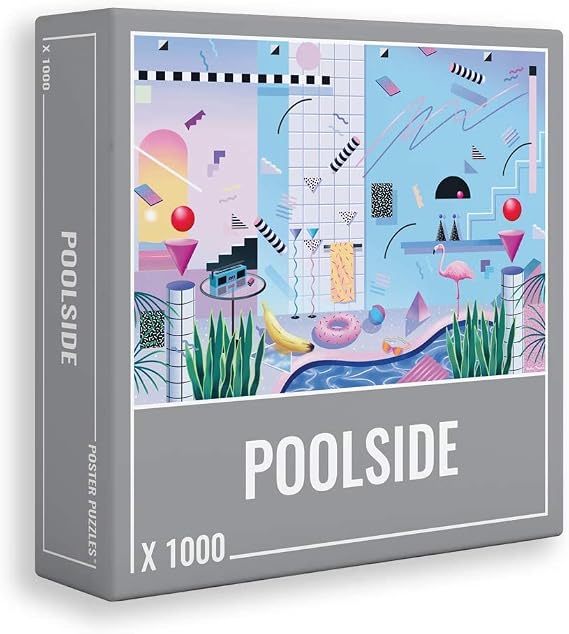 Cloudberries Poolside Puzzle, Premium 1000 Piece Jigsaw Puzzles for Adults with Cool, Retro 1980s Swimming Pool Design, Holiday Puzzles, Summer Puzzles