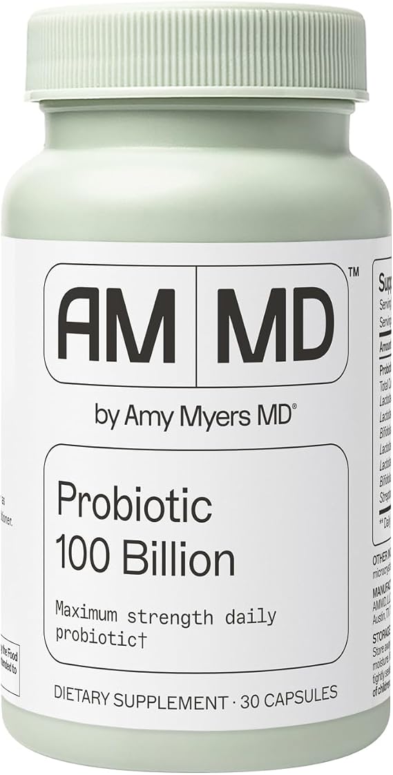 Amy Myers MD Probiotic Capsules 100 Billion - Maximum Strength Daily Probiotic - Gastrointestinal Health Supplement - Digestion & Immune Support