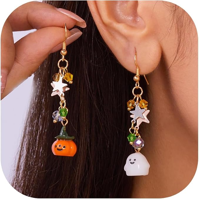 Halloween Ghost Earrings Pumpkin Earrings for Women Spooky Gifts Accessories Womens Halloween Costumes 2025