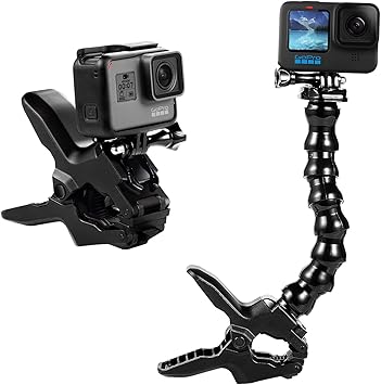 Suptig Jaws Flex Clamp Mount Gooseneck Mount for GoPro Mission Pro Gopro Hero 13 Hero 12 Hero 11 Hero 10 Hero 9 Hero 8 Hero 7 Hero 6 Hero 5 Hero 4 Session Hero 3 Akaso DJI osmo Arlo Action Camera.