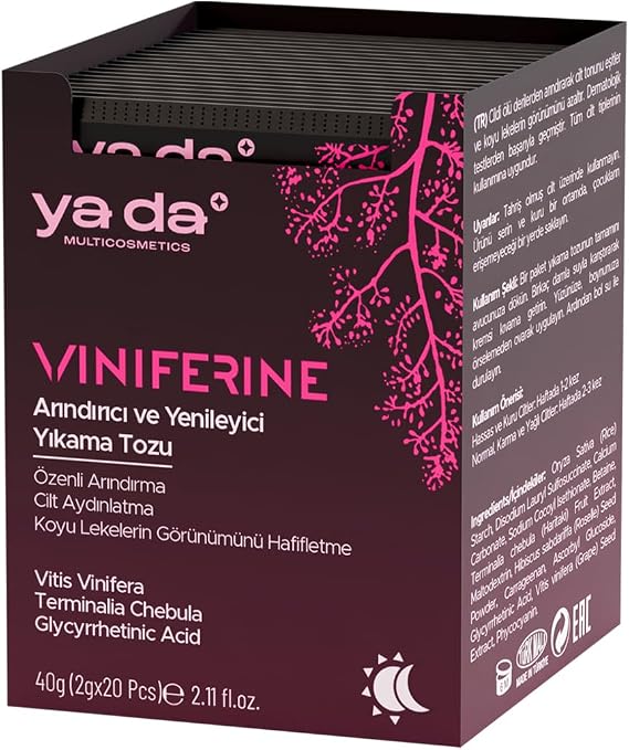 Viniferine Arındırıcı ve Yenileyici Yıkama Tozu Yüz Peelingi, 20 * 2 gr, Leke Karşıtı, Aydınlatıcı