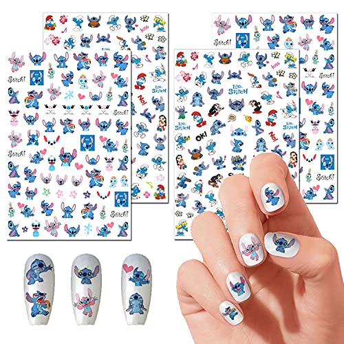 Nail Art Stickers Cute Cartoon Nail Art Decals 3D Self Adhesive Nail Sticker Kawaii Designer Anime Nail Stickers for Girls Kids Women Manicure Tips Decoration 4 Sheets 260 Decals